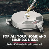 Darrahopens Tools > Power Tools Jet-USA 15" Stainless Steel Pressure Washer Surface Cleaner, 1/4" Fitting, For Concrete Driveway Patio Floor