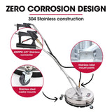 Darrahopens Tools > Power Tools Jet-USA 18" Stainless Steel Pressure Washer Surface Cleaner with Yoke Handlebar, 3/8" Fitting, For Concrete Driveway Patio Floor