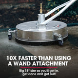 Darrahopens Tools > Power Tools Jet-USA 18" Stainless Steel Pressure Washer Surface Cleaner with Yoke Handlebar, 3/8" Fitting, For Concrete Driveway Patio Floor