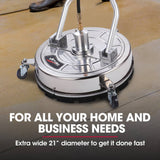 Darrahopens Tools > Power Tools Jet-USA 21" Stainless Steel Pressure Washer Surface Cleaner with Yoke Handlebar, 3/8" Fitting, For Concrete Driveway Patio Floor
