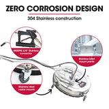 Darrahopens Tools > Power Tools Jet-USA 24" Stainless Steel Pressure Washer Surface Cleaner, 3/8" Fitting, with Yoke Handlebar, For Concrete Driveway Patio Floor