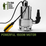 darrahopens Tools > Pumps PROTEGE 1500W Submersible Dirty Water Pump Bore Tank Well Steel Automatic Clean