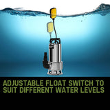 darrahopens Tools > Pumps PROTEGE 2000W Submersible Dirty Water Pump Bore Tank Well Steel Automatic