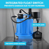 Darrahopens Tools > Pumps PROTEGE Tight Access Clean/Grey Water Submersible Sump Pump, Vertical Float Switch