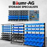Darrahopens Tools > Tools Storage BAUMR-AG 69pc Wall Mounted Parts Bin Rack with Tool Holders - Blue