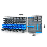 Darrahopens Tools > Tools Storage BAUMR-AG 69pc Wall Mounted Parts Bin Rack with Tool Holders - Blue