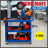 Darrahopens Tools > Tools Storage Blue 3-Tier Tool Cart Storage Trolley Toolbox Workshop Garage Organiser 150kg Blue