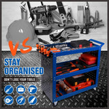 Darrahopens Tools > Tools Storage Blue 3-Tier Tool Cart Storage Trolley Toolbox Workshop Garage Organiser 150kg Blue
