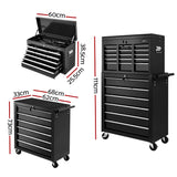 darrahopens Tools > Tools Storage Giantz 15 Drawers Tool Box Chest Trolley Cabinet Garage Storage Boxes Organizer Black