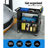 Darrahopens Tools > Tools Storage Giantz 3-Tier Tool Cart Storage Trolley Toolbox Workshop Garage Organizer Black