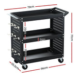 Darrahopens Tools > Tools Storage Giantz 3-Tier Tool Cart Storage Trolley Toolbox Workshop Garage Organizer Black