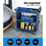 Darrahopens Tools > Tools Storage Giantz 3-Tier Tool Trolley Cart Workshop Wheels Mobile Work Mechanic Storage Blue