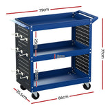 Darrahopens Tools > Tools Storage Giantz 3-Tier Tool Trolley Cart Workshop Wheels Mobile Work Mechanic Storage Blue