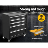 darrahopens Tools > Tools Storage Giantz 5 Drawer Mechanic Tool Box Cabinet Storage Trolley - Black