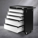 darrahopens Tools > Tools Storage Giantz 5 Drawer Mechanic Tool Box Cabinet Storage Trolley - Black & Grey