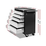 darrahopens Tools > Tools Storage Giantz 5 Drawer Mechanic Tool Box Cabinet Storage Trolley - Black & Grey