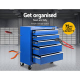 darrahopens Tools > Tools Storage Giantz 5 Drawer Mechanic Tool Box Cabinet Storage Trolley - Blue
