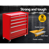 darrahopens Tools > Tools Storage Giantz 5 Drawer Mechanic Tool Box Cabinet Storage Trolley - Red