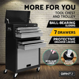 darrahopens Tools > Tools Storage Giantz 7 Drawer Tool Box Cabinet Chest Storage Garage Toolbox Organiser Set  Black and Grey