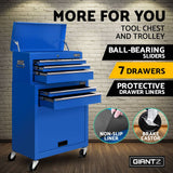 darrahopens Tools > Tools Storage Giantz 7 Drawer Tool Box Cabinet Chest Storage Garage Toolbox Organiser Set Blue