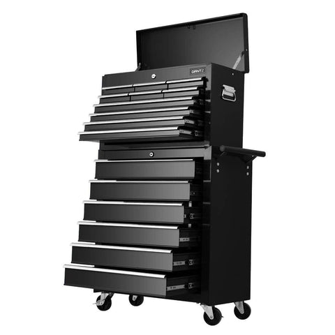 darrahopens Tools > Tools Storage Giantz Tool Box Chest Trolley 16 Drawers Cabinet Cart Garage Toolbox Black
