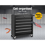darrahopens Tools > Tools Storage Giantz Tool Box Trolley Chest Cabinet 6 Drawers Cart Garage Toolbox Set Black