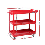darrahopens Tools > Tools Storage Giantz Tool Cart 3 Tier Parts Steel Trolley Mechanic Storage Organizer Red