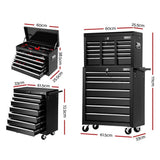 darrahopens Tools > Tools Storage Giantz Tool Chest and Trolley Box Cabinet 16 Drawers Cart Garage Storage Black