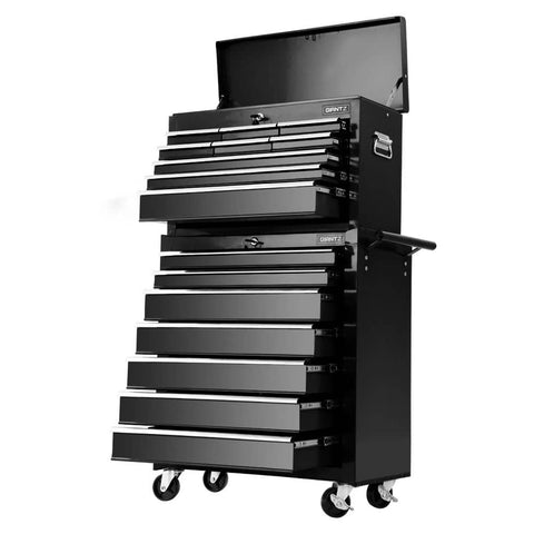 darrahopens Tools > Tools Storage Giantz Tool Chest and Trolley Box Cabinet 16 Drawers Cart Garage Storage Black