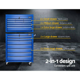 darrahopens Tools > Tools Storage Giantz Tool Chest and Trolley Box Cabinet 16 Drawers Cart Garage Storage Blue