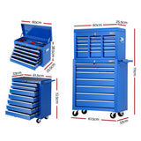 darrahopens Tools > Tools Storage Giantz Tool Chest and Trolley Box Cabinet 16 Drawers Cart Garage Storage Blue