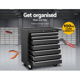 darrahopens Tools > Tools Storage Giantz Tool Chest and Trolley Box Cabinet 7 Drawers Cart Garage Storage Black