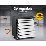 darrahopens Tools > Tools Storage Giantz Tool Chest and Trolley Box Cabinet 7 Drawers Cart Garage Storage Black and Silver