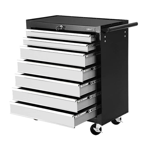 darrahopens Tools > Tools Storage Giantz Tool Chest and Trolley Box Cabinet 7 Drawers Cart Garage Storage Black and Silver