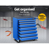 darrahopens Tools > Tools Storage Giantz Tool Chest and Trolley Box Cabinet 7 Drawers Cart Garage Storage Blue