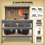 Darrahopens Tools > Tools Storage Kartrite 3-layered Work Bench Garage Storage Table Tool Shop Shelf Silver