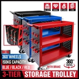 Darrahopens Tools > Tools Storage Red 3-Tier Tool Cart Storage Trolley Toolbox Workshop Garage Organiser 150kg Red