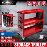 Darrahopens Tools > Tools Storage Red 3-Tier Tool Cart Storage Trolley Toolbox Workshop Garage Organiser 150kg Red