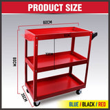 Darrahopens Tools > Tools Storage Red 3-Tier Tool Cart Trolley Toolbox Workshop Garage Storage 150KG Organizer Garage