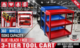 Darrahopens Tools > Tools Storage Red 3-Tier Tool Cart Trolley Toolbox Workshop Garage Storage 150KG Organizer Garage