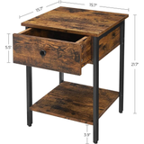 Darrahopens VASAGLE End Table with Drawer and Shelf Rustic Brown and Black LET55BXV1
