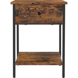 Darrahopens VASAGLE End Table with Drawer and Shelf Rustic Brown and Black LET55BXV1