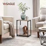 Darrahopens VASAGLE End Tables Set of 2 with Storage Shelf Steel Frame Greige and Black LET272B02