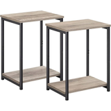 Darrahopens VASAGLE End Tables Set of 2 with Storage Shelf Steel Frame Greige and Black LET272B02