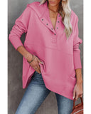Darrahopens Women's Fashion > Activewear Azura Exchange Batwing Sleeve Pocketed Henley Hoodie - S
