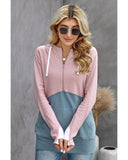 Darrahopens Women's Fashion > Activewear Azura Exchange Colorblock Half Zip Hoodie - L