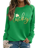 Darrahopens Women's Fashion > Activewear Azura Exchange Lucky Glitter Graphic Raglan Sleeve Sweatshirt - XL