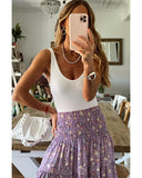 Darrahopens Women's Fashion > Bottoms Azura Exchange Floral Print High Waist Maxi Skirt - M