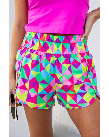 Darrahopens Women's Fashion > Bottoms Azura Exchange Geometric High Waisted Athletic Shorts - S