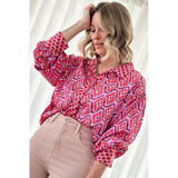 Darrahopens Women's Fashion > Tops & T-shirts Azura Exchange Abstract Print Button Up Shirt - S